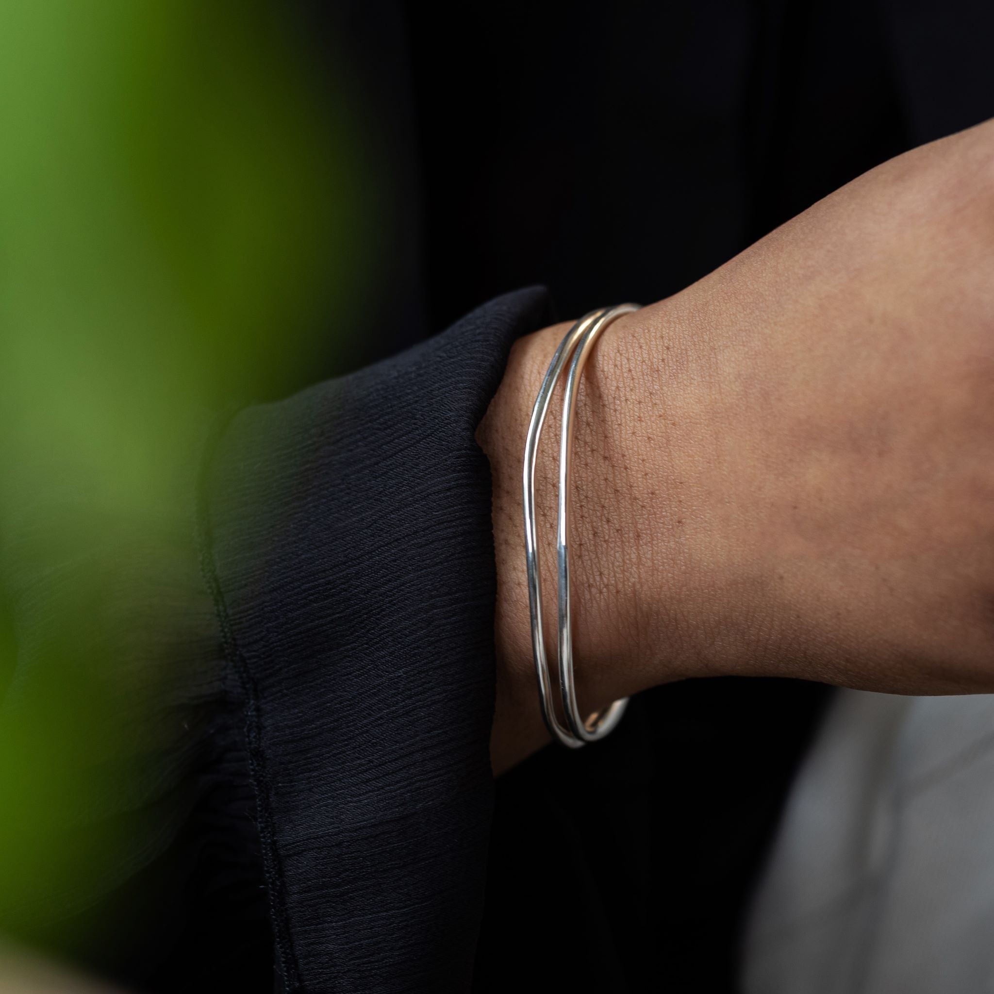 The Amble bangle is lovingly crafted in 18ct gold Vermeil and Sterling Silver.