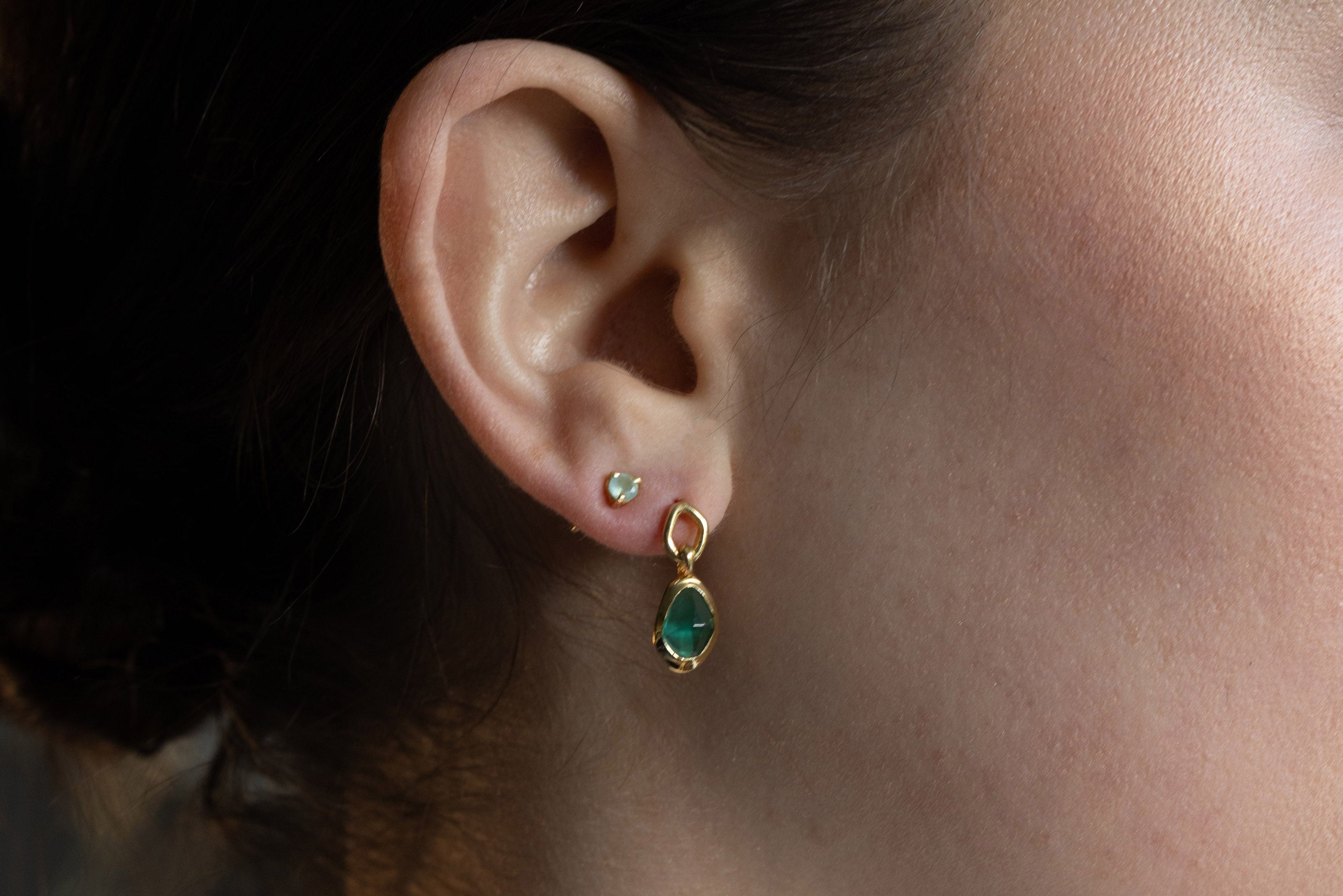 Earring features a sparkling, handcut natural gemstone and is crafted from sterling silver or 18ct gold vermeil.