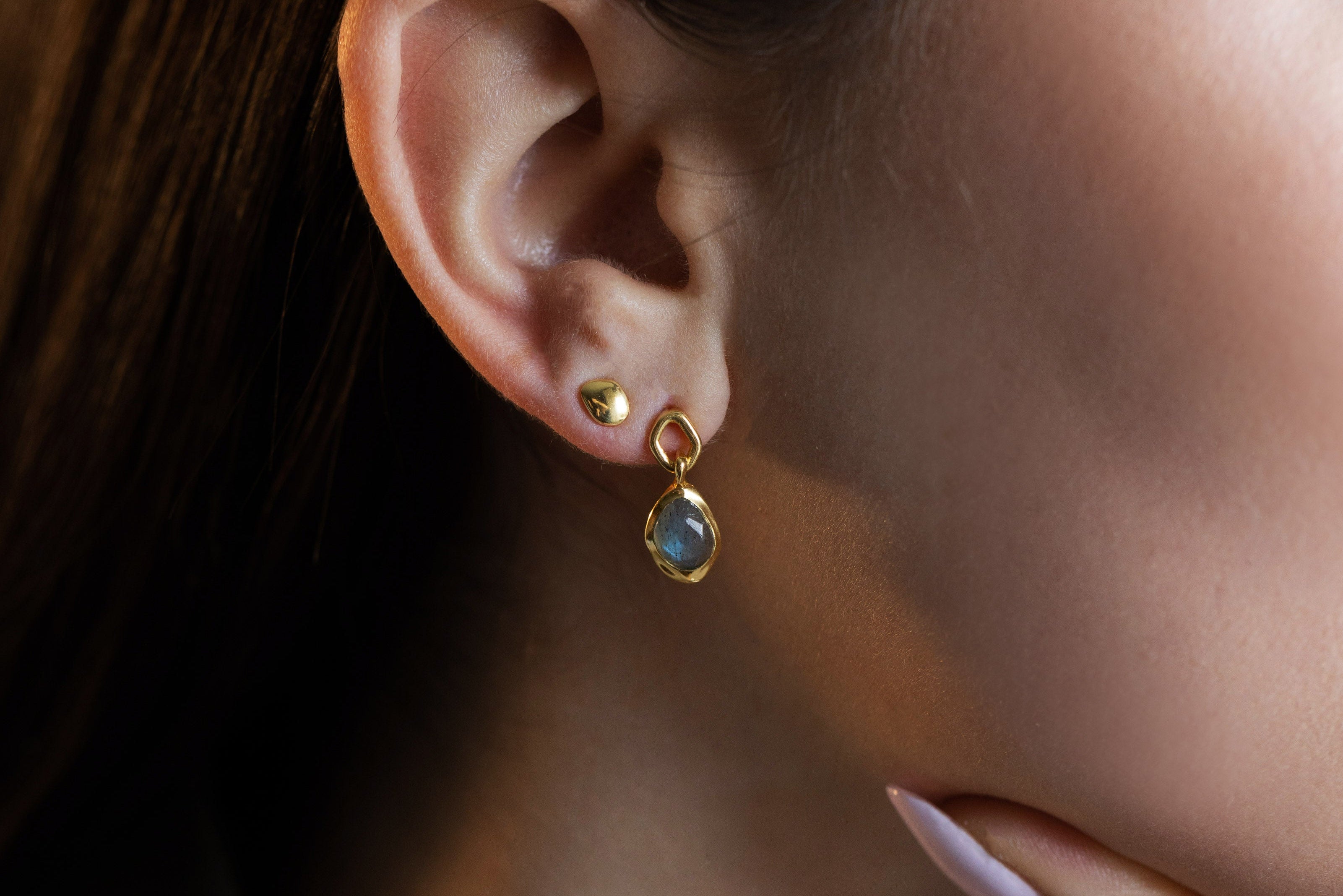 Earring features a sparkling, handcut natural gemstone and is crafted from sterling silver or 18ct gold vermeil.