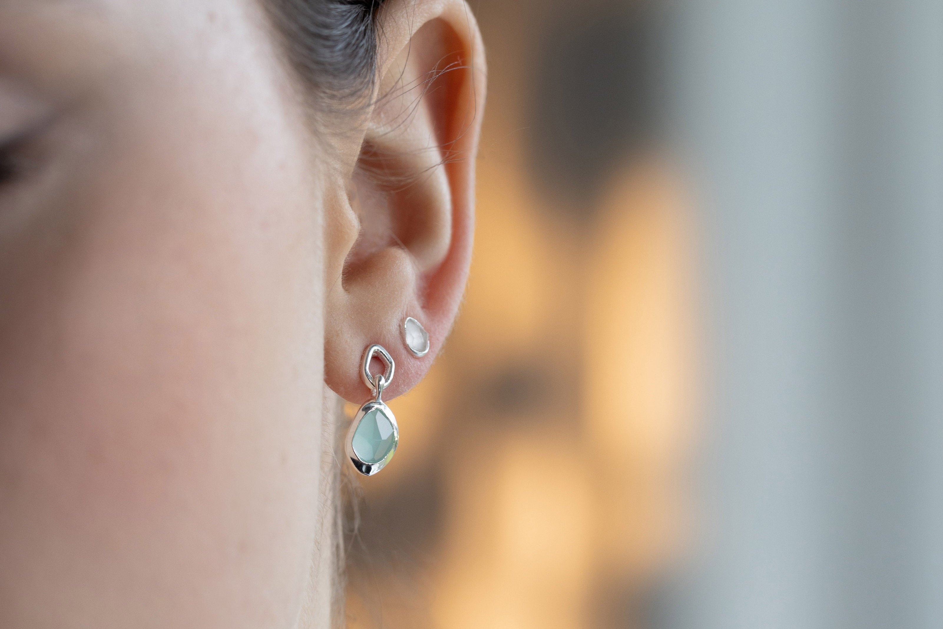 Earring features a sparkling, handcut natural gemstone and is crafted from sterling silver or 18ct gold vermeil.