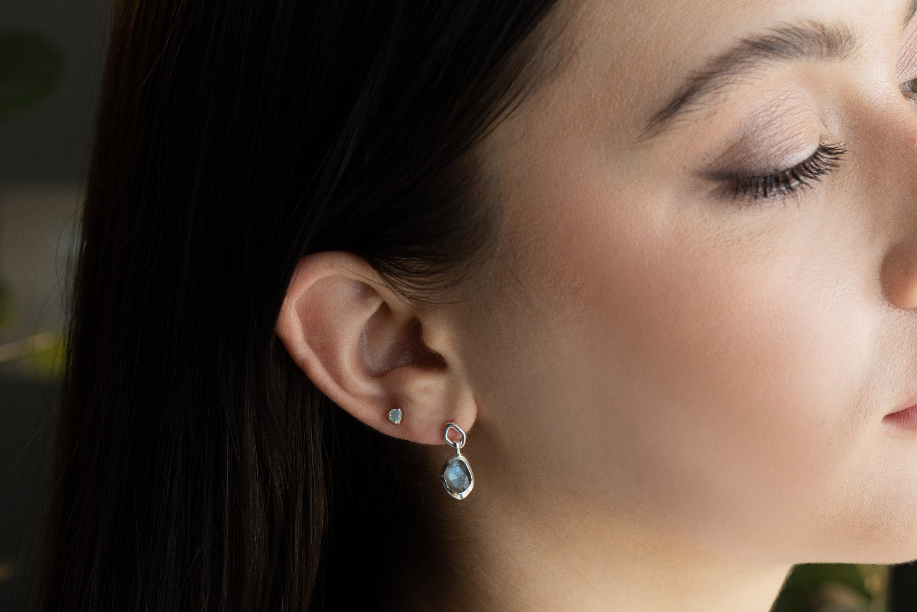 Earring features a sparkling, handcut natural gemstone and is crafted from sterling silver or 18ct gold vermeil.