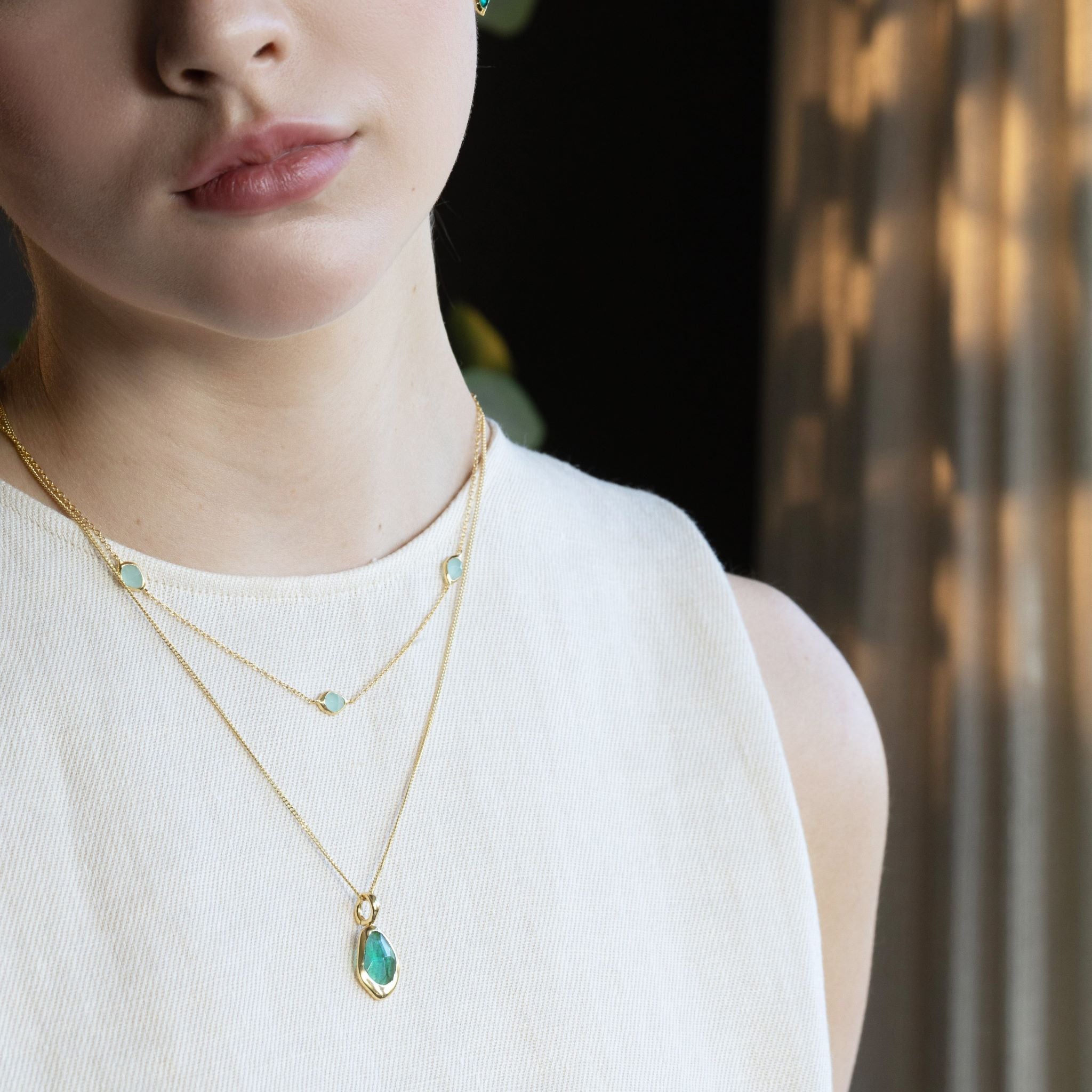 The Stepping Stone necklace features your choice of 8 stunning, natural gemstones - handcut to catch the light with every movement.