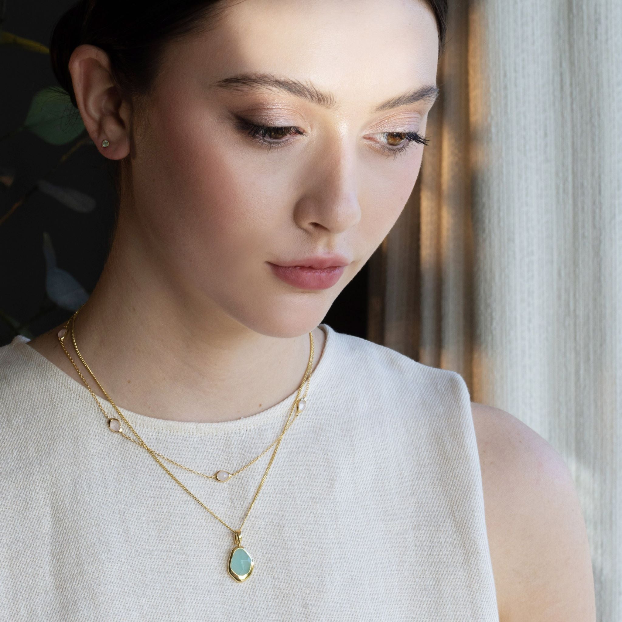 The Stepping Stone necklace features your choice of 8 stunning, natural gemstones - handcut to catch the light with every movement.