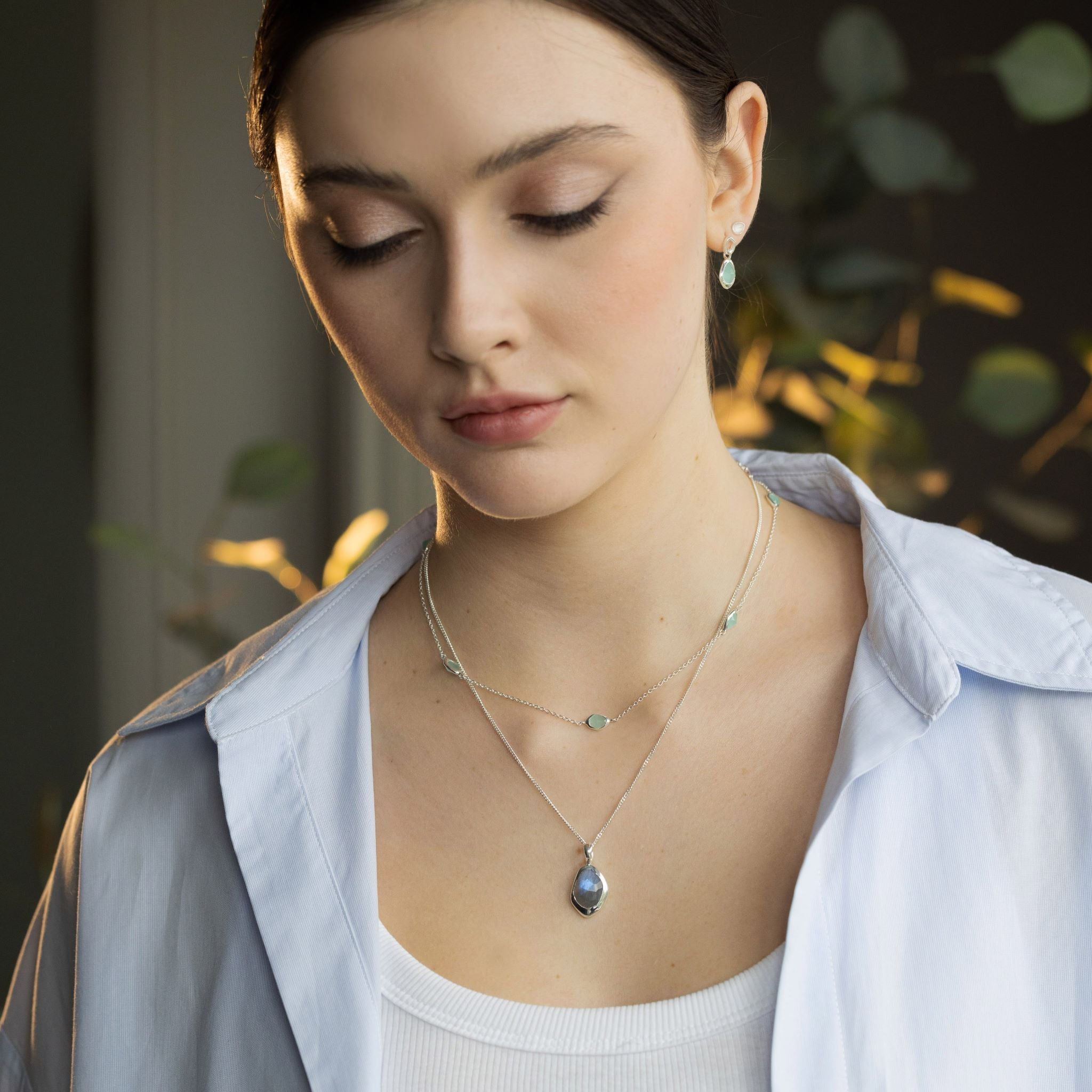 The Stepping Stone necklace features your choice of 8 stunning, natural gemstones - handcut to catch the light with every movement.