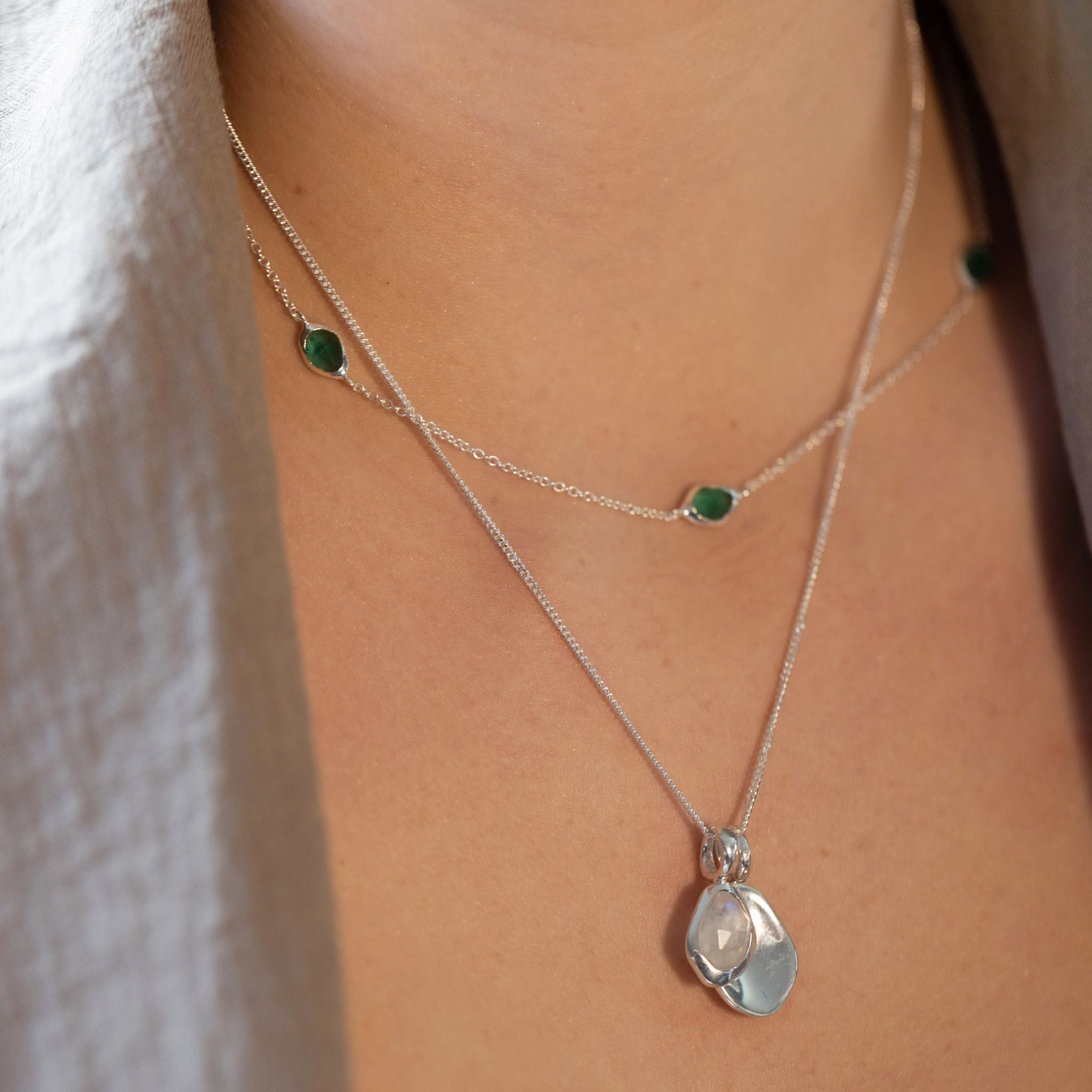 The Stepping Stone necklace features your choice of 8 stunning, natural gemstones - handcut to catch the light with every movement.