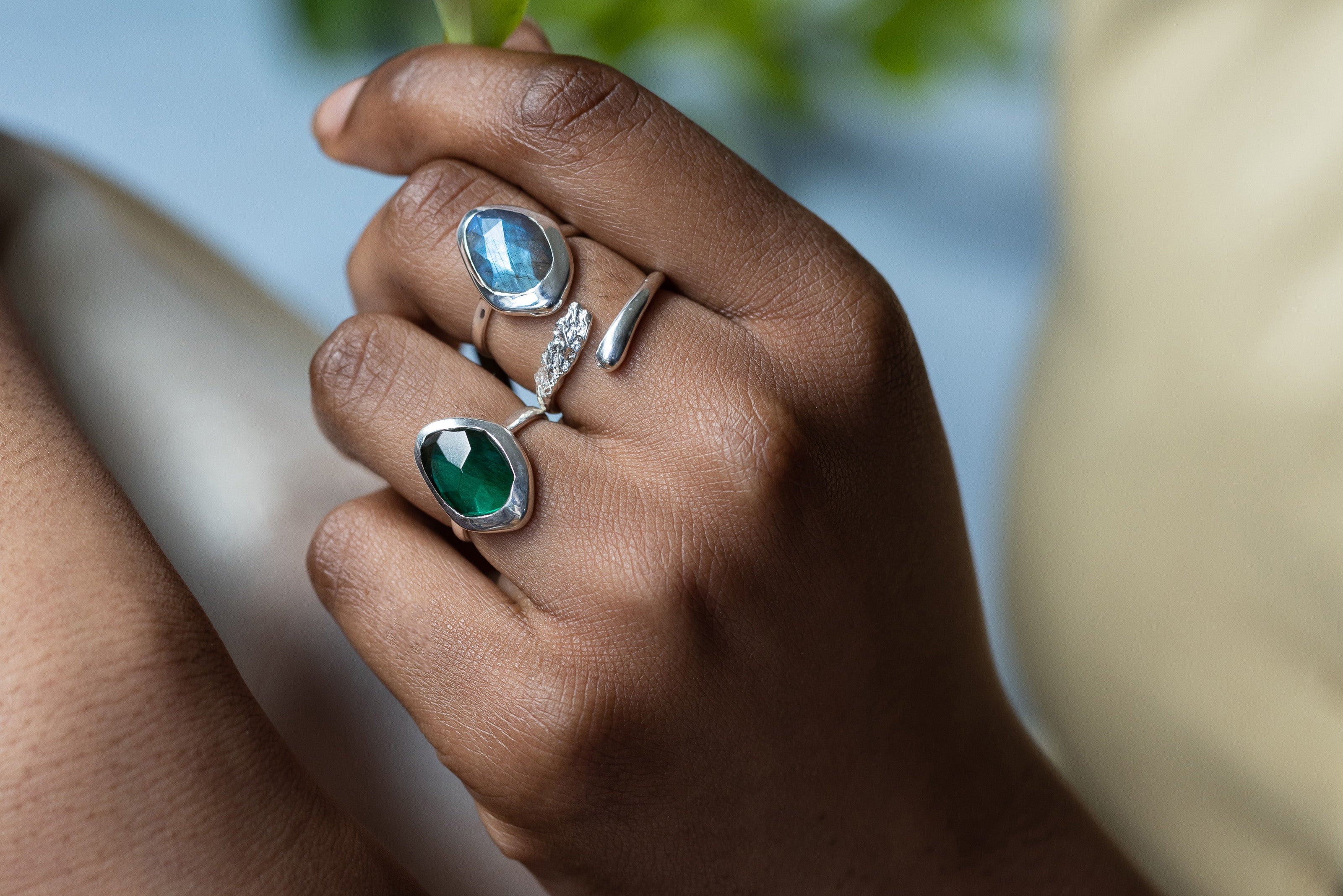 Ring features a sparkling, handcut natural gemstone and is crafted from sterling silver or 18ct gold vermeil.