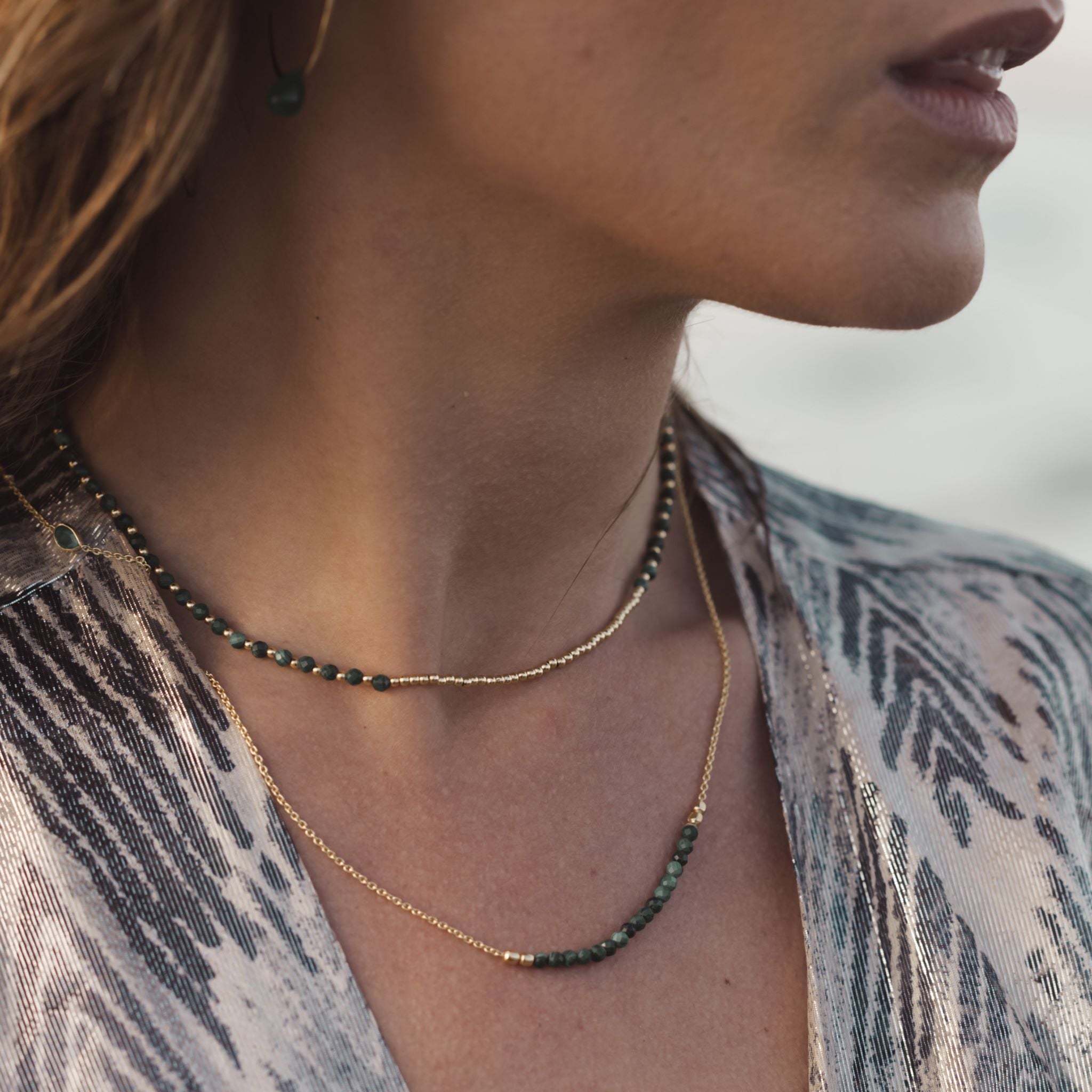Ibiza beaded necklace - Lapis Lazuli, Gold Brass collection