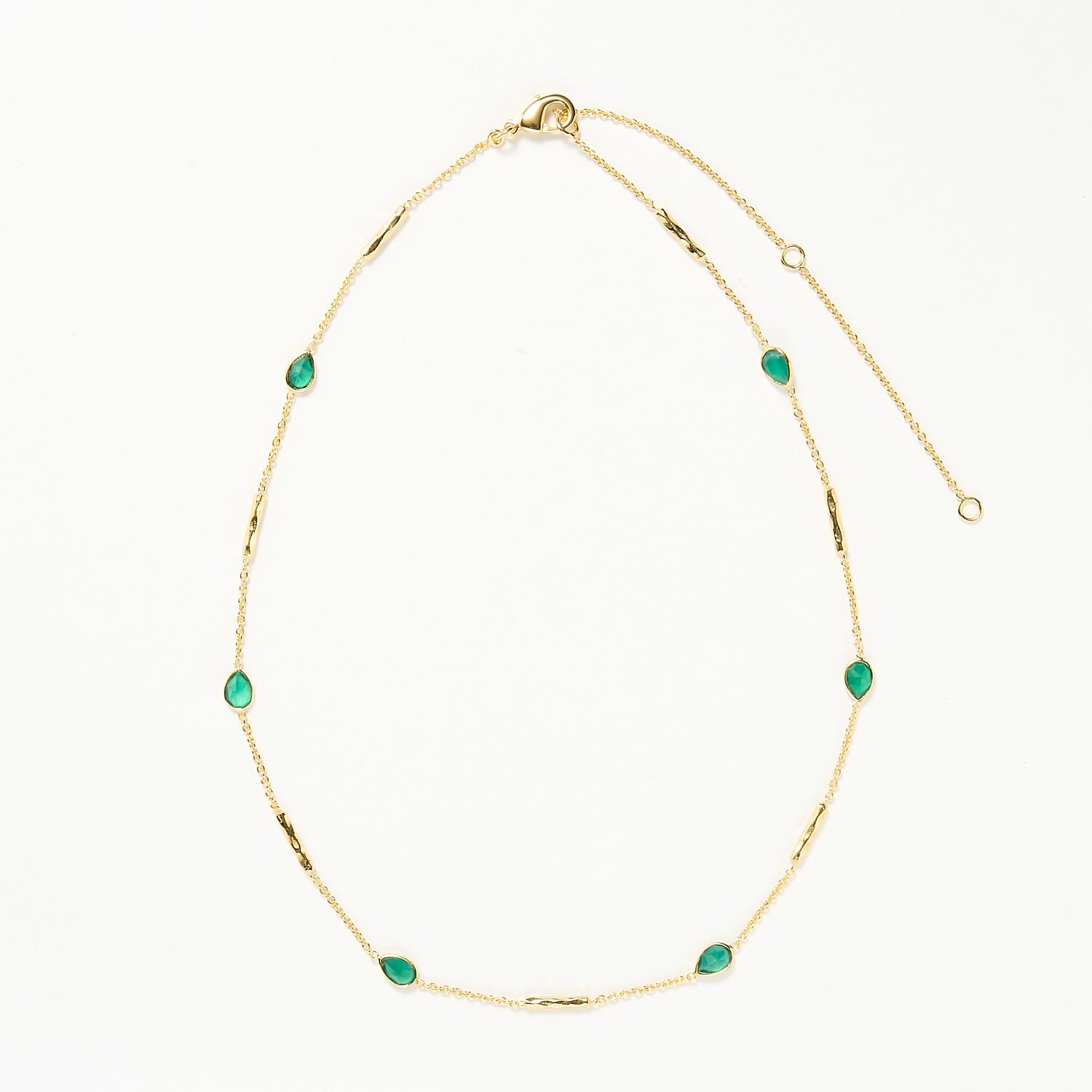 Maldives necklace - Green Onyx, Gold 