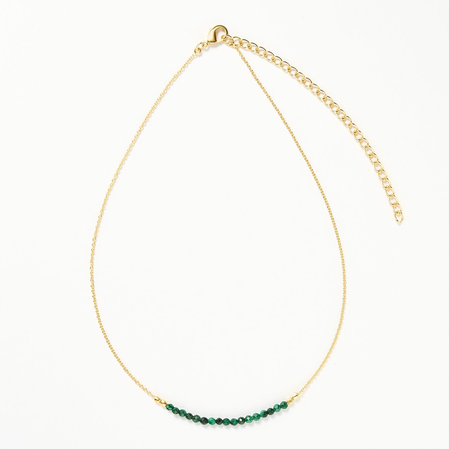 Koh Tao beaded necklace - Malachite, Gold 