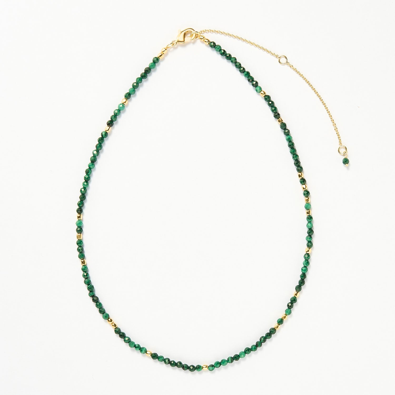 Bali beaded necklace -  Malachite, Gold Brass collection