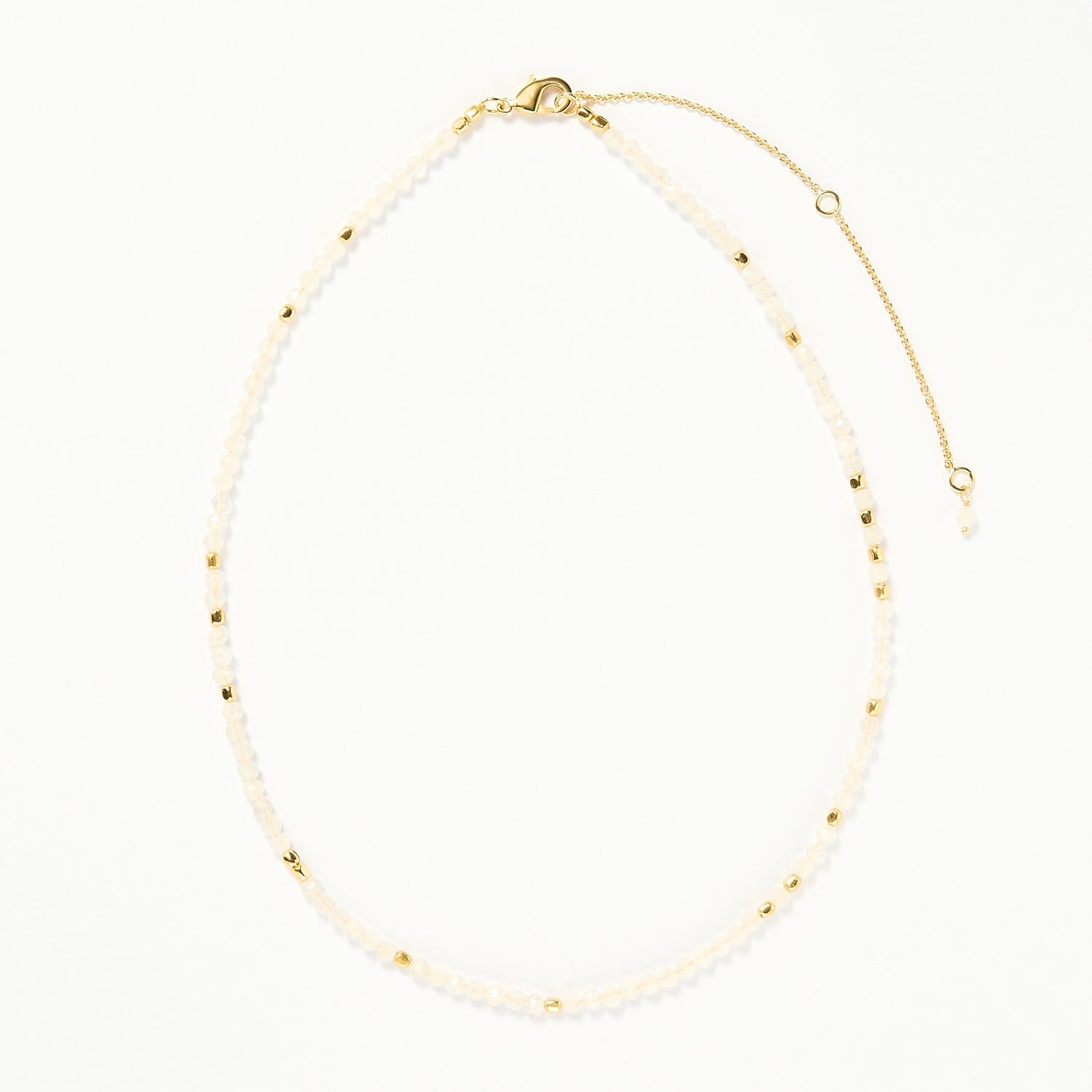 Bali beaded necklace -  Moonstone, Gold Brass collection