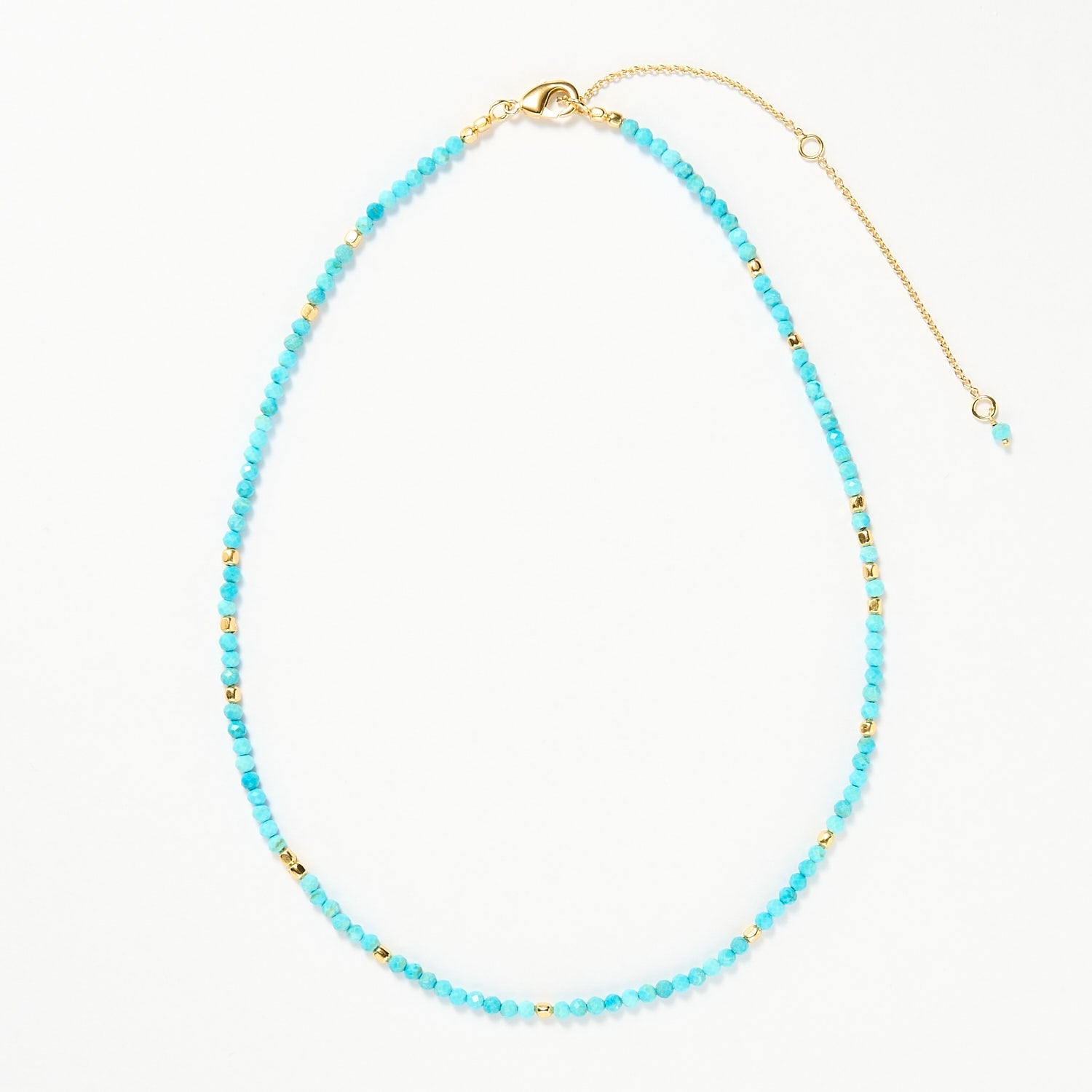 Bali beaded necklace -  Turquoise, Gold Brass collection