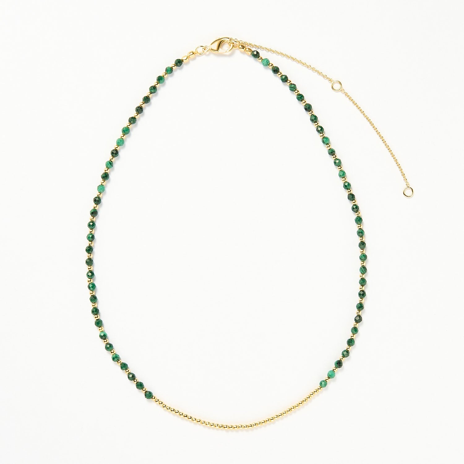 Ibiza beaded necklace - Malachite, Gold 