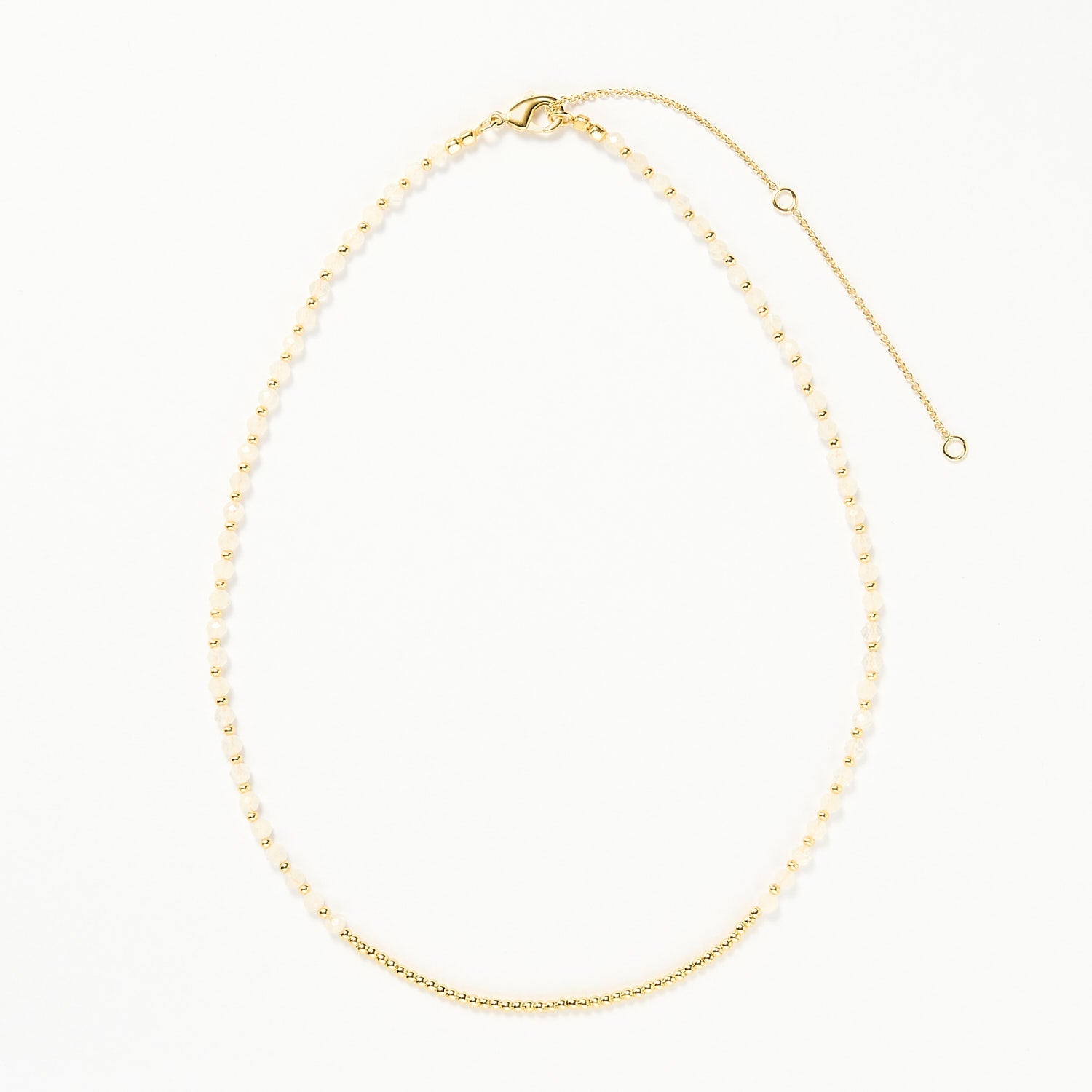 Ibiza beaded necklace - Moonstone, Gold 
